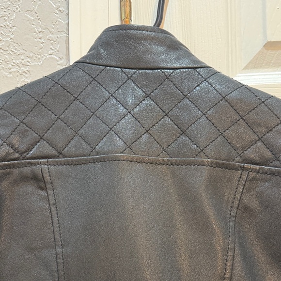 Kenneth Cole Black Leather Jacket with BOLD Gold Accents - Picture 14 of 17